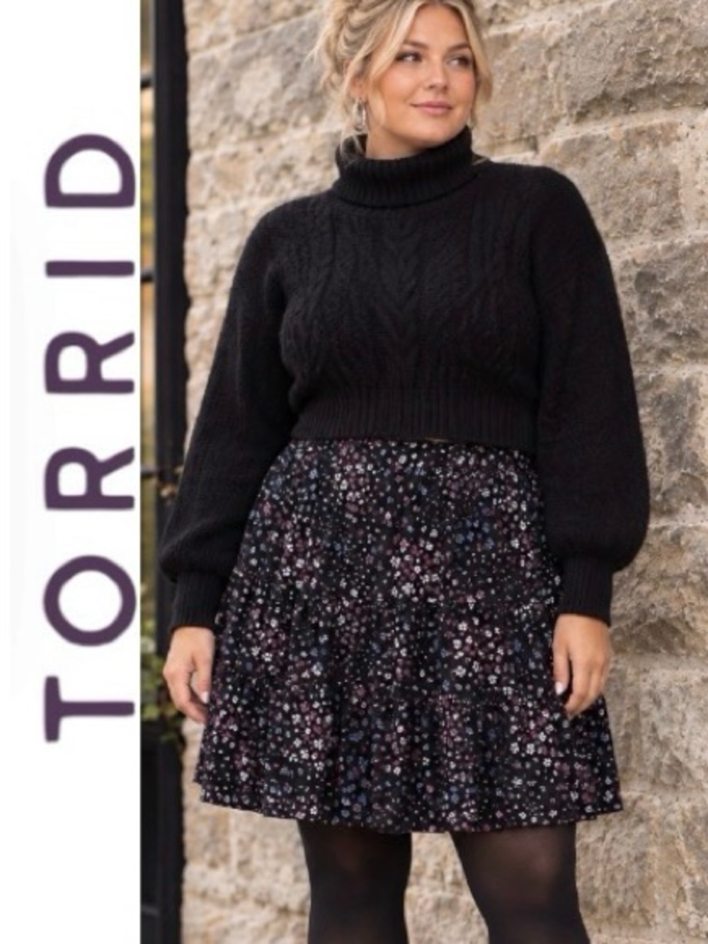 2X TORRID Black Floral Tiered Circle Skirt, NWT